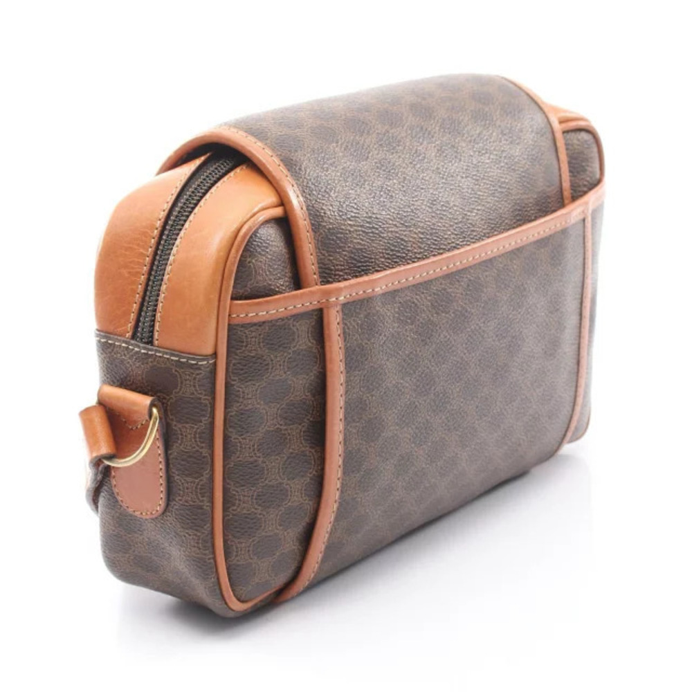 Celine Brown Bag Macadam Canvas Leather Shoulder Brown